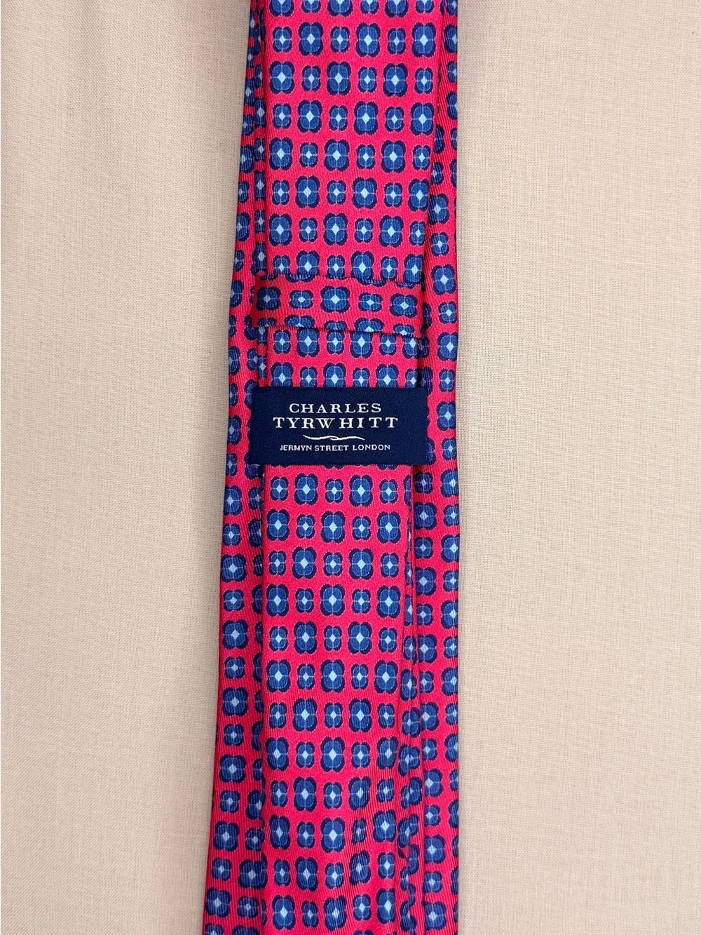Charles Tyrwhitt London Silk Tie | Pink & Blue Geometric Pattern